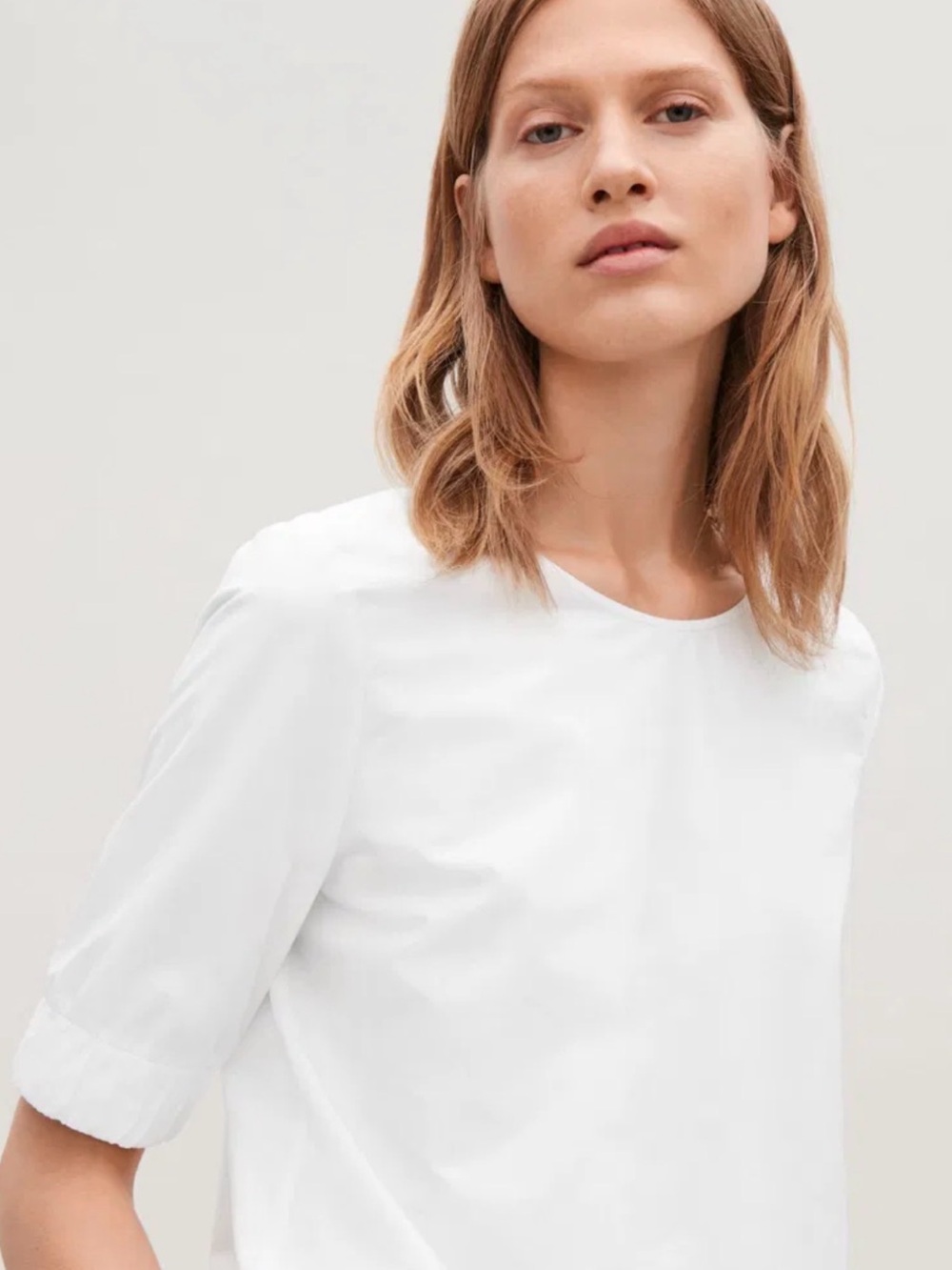 COS Elastic cuffed White Poplin Blouse